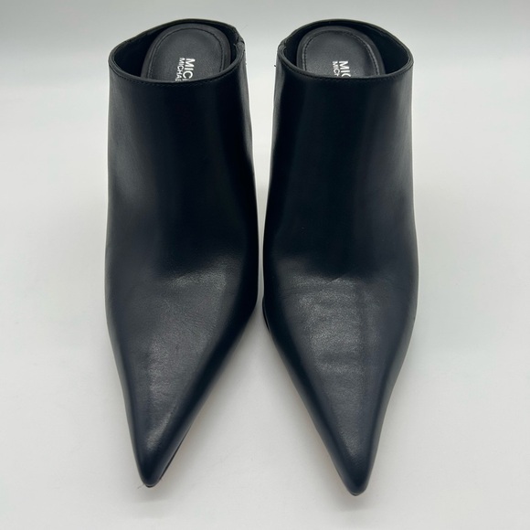 Michael Kors Halle Mule Pump Leather Black Pointed Toe Heels Size 6M NIB - Picture 5 of 11